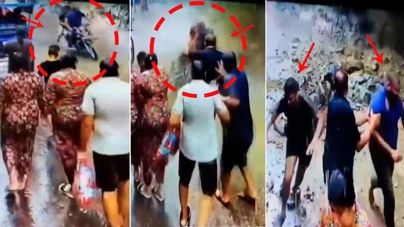 वीडियो: हिल मलबे के रूप में बाइकर्स के लिए चमत्कारी पलायन बारिश-बटर हरिद्वार में उन पर गिरता है